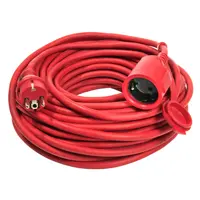 Удължител на кабели as - Schwabe гумиран  50 м, 3x1.5 мм2, ШКПЛ / H05RR-F, червен, 1 гнездо