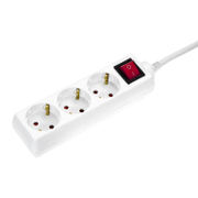 Разклонител електрически as - Schwabe с кабел, ключ и детска защита  5 м, 3x1.5 мм2, ШВПС-В / H05VV-F, бял, 3 гнезда - product - 028 UNI3420