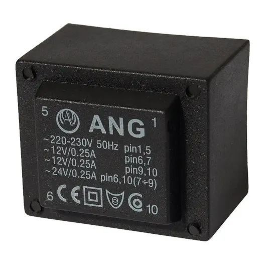 Трансформатор ANG електронен за печатен монтаж  230 V, 2x12 AC V, 6 VA