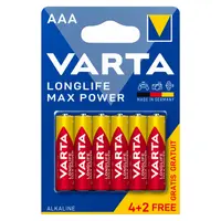Батерия Varta кръгла алкална  1.5 V, AAA/LR03, 6 бр., Longlife Max Power