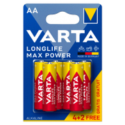 Батерия Varta кръгла алкална  1.5 V, AA/LR06, 6 бр., Longlife Max Power - product - 028 VRT5281