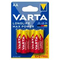 Батерия Varta кръгла алкална  1.5 V, AA/LR06, 6 бр., Longlife Max Power