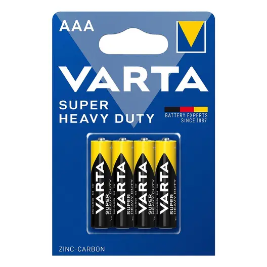 Батерия Varta кръгла цинкова  1.5 V, AAA/LR03, 4 бр., Super Heavy Duty
