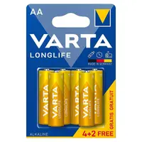 Батерия Varta кръгла алкална  1.5 V, AA/LR06, 6 бр., Longlife