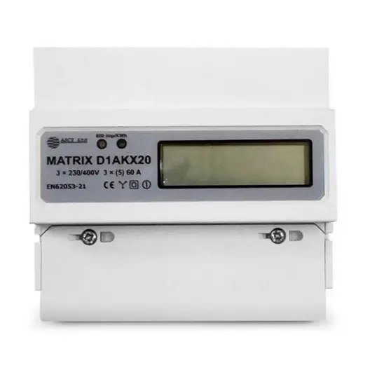 Двойнотарифен трифазен електромер Aski с LCD дисплей  5-60 A, Matrix D1AKX20