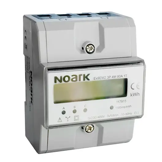 Еднотарифен трифазен електромер Noark с LCD дисплей  80 A, Ex9EM2 3P 4M 80A 1T
