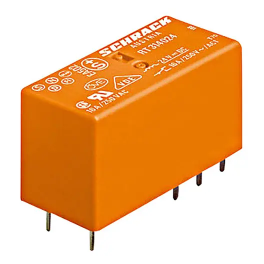 Реле Schrack Technik миниатюрно за печатни платки  2 C/O, 8 A, 230 AC V, AC, RT