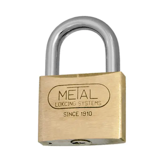 Катинар месингов Metal с нормално рамо с ямков ключ  50х40 мм, 40 мм, ф 8 мм, месингов