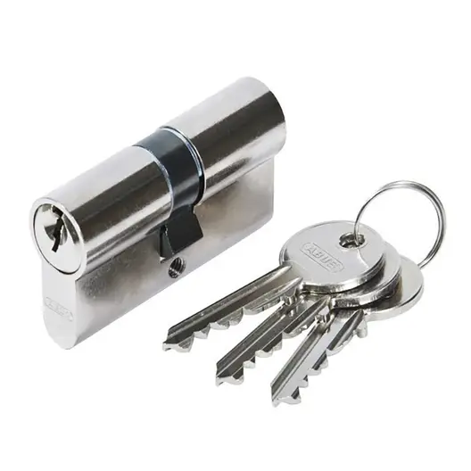 Ключалка секретна ABUS симетрична с 3 ключа 30/35 DIN, никел, E45 N 30/35B