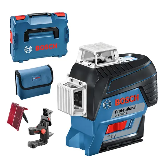 Линеен лазерен нивелир Bosch с 3 лъча  12 V, 30 м, 120 м, 0.2 мм/м, GLL 3-80 C
