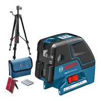 Комбиниран лазерен нивелир с тринога Bosch с 2 линии и 5 точки  30 м, 0.3 мм/м, GCL 25