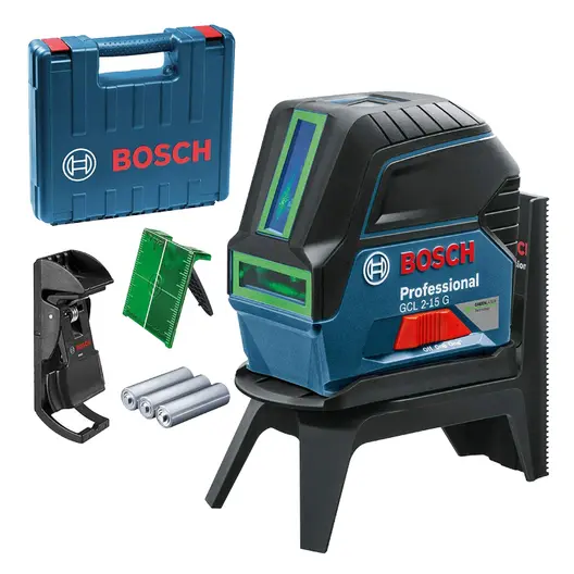 Комбиниран лазерен нивелир Bosch с 2 линии и 2 точки  15 м, 0.3 мм/м, GCL 2-15 G