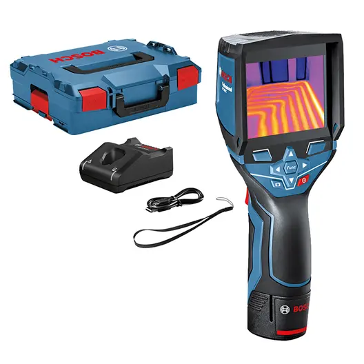Дигитална термокамера Bosch  с 1 батерия и зарядно, 12 V, 1.5 Ah, от -10 до +400 °C, GTC 400 C