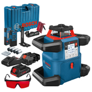 Ротационен лазерен нивелир Bosch с приемник  с 1 батерия и зарядно, 18 V, 4 Ah, 60 м, 600 м, 0.05-0.1 мм/м, GRL 600 CHV - product - 033 BSH1401