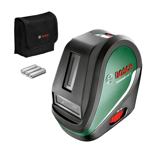 Линеен лазерен нивелир Bosch с 3 лъча  10 м, 0.5 мм/м, UniversalLevel 3