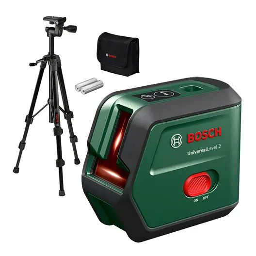 Линеен лазерен нивелир Bosch с 2 лъча с тринога  12 м, 0.5 мм/м, UniversalLevel 2