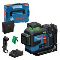 Линеен лазерен нивелир Bosch с 3 лъча  с 1 батерия и зарядно, 12 V, 2 Ah, 30 м, 100 м, 0.3 мм/м, GLL 12V-100-33 CG