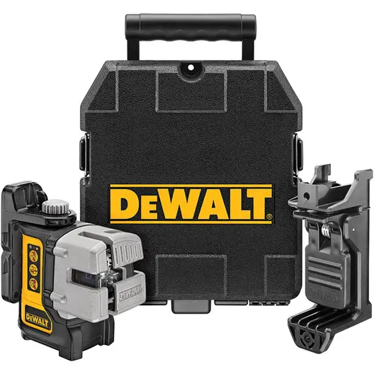 Линеен лазерен нивелир DeWALT с 3 лъча  15 м, 50 м, 0.3 мм/м, DW089K