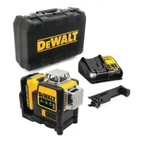 Линеен лазерен нивелир DeWALT с 3 лъча  с 1 батерия и зарядно, 12 V, 2 Ah, 30 м, 60 м, 0.3 мм/м, DCE089D1G