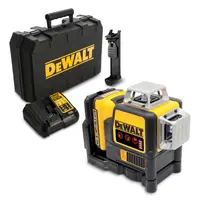 Линеен лазерен нивелир DeWALT с 3 лъча  с 1 батерия и зарядно, 12 V, 2 Ah, 30 м, 50 м, 0.3 мм/м, DCE089D1R
