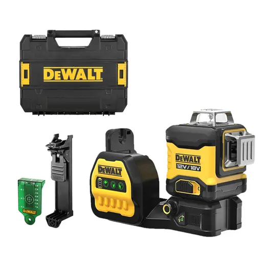Линеен лазерен нивелир DeWALT с 3 лъча  35 м, 70 м, 0.3 мм/м, DCE089NG18