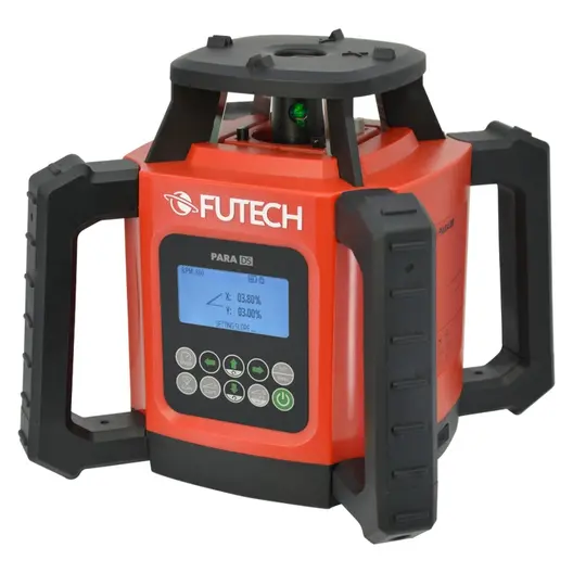 Ротационен лазерен нивелир FUTECH с приемник  зелен лъч, 2×300 м с приемник, 0.1 мм/м, Para DS Green + Quattro MM