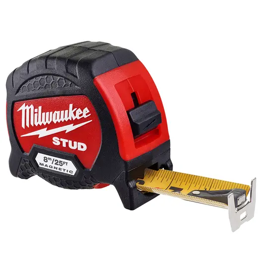 Противоударна пластмасова ролетка Milwaukee с магнит  8 м, STUD Gen2