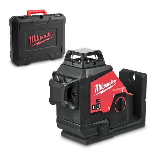 Линеен лазерен нивелир Milwaukee с 3 лъча  38 м, 100 м, 0.3 мм/м, M12 3PL-0C