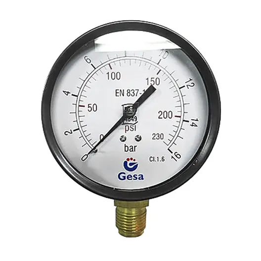 Радиален манометър за въздух Gesa сух  ф 100 мм, 0-16 bar, M0201