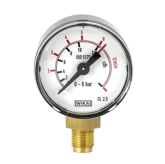 Радиален манометър за кислород Oxyturbo изходящ изходящ ф 50 мм, 0-6 bar, Mini