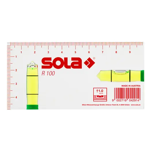Нивелир мини Sola пластмасов  100 мм, 1 мм/м, 10 бр./опак., R 100