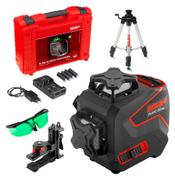 Линеен лазерен нивелир Sola с 3 лъча с тринога  с 4 батерии и зарядно, 30 м, 80 м, 0.3 мм/м, Plano 3D Green Professional - product - 033 SOL1784