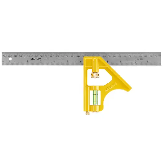 Прав ъгъл с метален нивелир Stanley  300 мм, 2-46-028