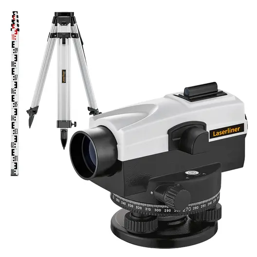 Нивелир оптичен Laserliner комплект  26x, до 200 м, 0.0015 мм/м, 26 Plus