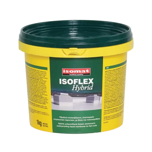 Течна хидроизолационна мембрана Isomat  за покриви и тераси 1 кг, бяла, Isoflex Hybrid