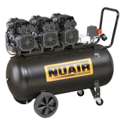 Електрически безшумен безмаслен компресор NUAIR    4 к.с., 100 л, 330 л/мин, 8 bar Siltek TB 100T/4 HP - promo-pack - 140629