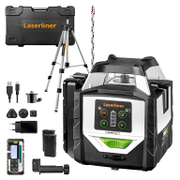 Линеен лазерен нивелир Laserliner с 3 лъча и приемник   с 2 батерии и зарядно, 7.4 V, 2.6 Ah, 70 м, 0.2 мм/м Duraplane Plus G360 - promo-pack - 141540