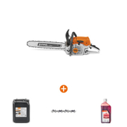 Трион STIHL верижен бензинов   4.4 W, 50 см, 3/8 , 1.6 мм МS 462 + Масло STIHL за вериги на верижни триони   5 л ForestPlus + Верига STIHL за верижен трион   50 см, 3/8 , 1.6 мм, 72 36 Rapid Hexa + Масло STIHL двутактово   1 л HP - promo-pack - 143091