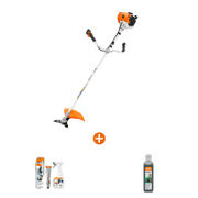 Коса STIHL бензинова моторна ръчна 2-тактова 1.3 kW, 1.8 к.с., 30.8 см3, 420 мм FS 120 + Комплект STIHL за почистване  на моторна коса Varioclean  + Масло STIHL двутактово   0.1 л HP Super - promo-pack - 143099