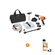 Акумулаторна водоструйка STIHL    с 2 батерии и зарядно, 10.8 V, 2.1 Ah, 230 л/ч, 24 bar RСA 20 + Шампоан STIHL за безчетково миене на автомобили и двигатели   1 л Profi CP 200 - promo-pack - 143149