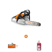 Трион STIHL верижен бензинов   1800 W, 35 см, 3/8  MS 212 + Пила STIHL за заточване на вериги на триони комплект 4 мм  + Масло STIHL двутактово   1 л HP - promo-pack - 143192