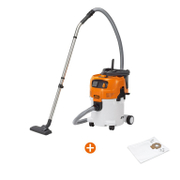 Прахосмукачка STIHL електрическа за сухо и мокро почистване   1500 W, 3700 л/мин SE 122E + Торбичка STIHL филтърна за прахосмукачка   30 л, текстил, SE122E  - promo-pack - 143117