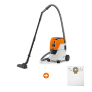 Прахосмукачка STIHL електрическа за сухо и мокро почистване   1400 W, 3600 л/мин SE 62E + Торбичка STIHL филтърна за прахосмукачка   20 л, текстил, SE61, SE61E, SE62, SE62E  - promo-pack - 143119