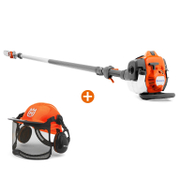 Кастрачка за клони Husqvarna моторна с телескопичен вал  1.3 к.с., 30 см, 1/4  525РТ5S + Каска Husqvarna противоударна  с антифони и метална защитна мрежа оранжева Functional - promo-pack - 143873