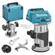 Оберфреза Makita ръчна акумулаторна комбинирана   без батерия и зарядно, 40 V, 10 000 - 31 000 об./мин, ф 6-8 мм RT001GZ18 - promo-pack - 145777