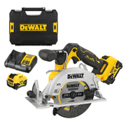 Акумулаторен ръчен циркуляр DeWALT    с 2 батерии и зарядно, 12 V, 5 Ah, ф 140 мм, 3600 об./мин, 50 ° DCS512P2 - promo-pack - 146153