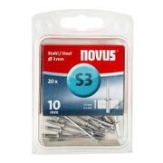 Попнит Novus стоманен със стандартна периферия   ф 3х10 мм, 20 бр. Type S3 - promo-pack - 147341