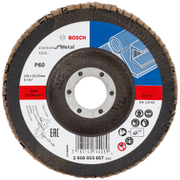 Ламелен диск за шлайфане Bosch на метал   125 мм, 22.23 мм, P60, конусен Standard for Metal - promo-pack - 148131
