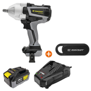 Акумулаторен ударен гайковерт Rodcraft с безчетков двигател, 20 V, 1100 Nm, квадрат, 1/2 RC9077 + Зарядно устройство Rodcraft +  Акумулаторна батерия Li-Ion 20 V, 4 Ah  + bluetooth Колона Rodcraft Mr.BoombasticPocket - promo-pack - 149597