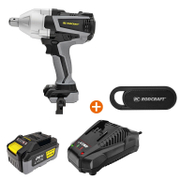 Акумулаторен ударен гайковерт Rodcraft с безчетков двигател 20 V, 1100 Nm, квадрат, 3/4 RC9087 + Зарядно устройство Rodcraft за акумулаторни Li-Ion батерии   20 V, 230 V + Акумулаторна батерия Rodcraft Li-Ion 20 V, 4 Ah + bluetooth Колона Rodcraft Mr.BoombasticPocket  - promo-pack - 149598